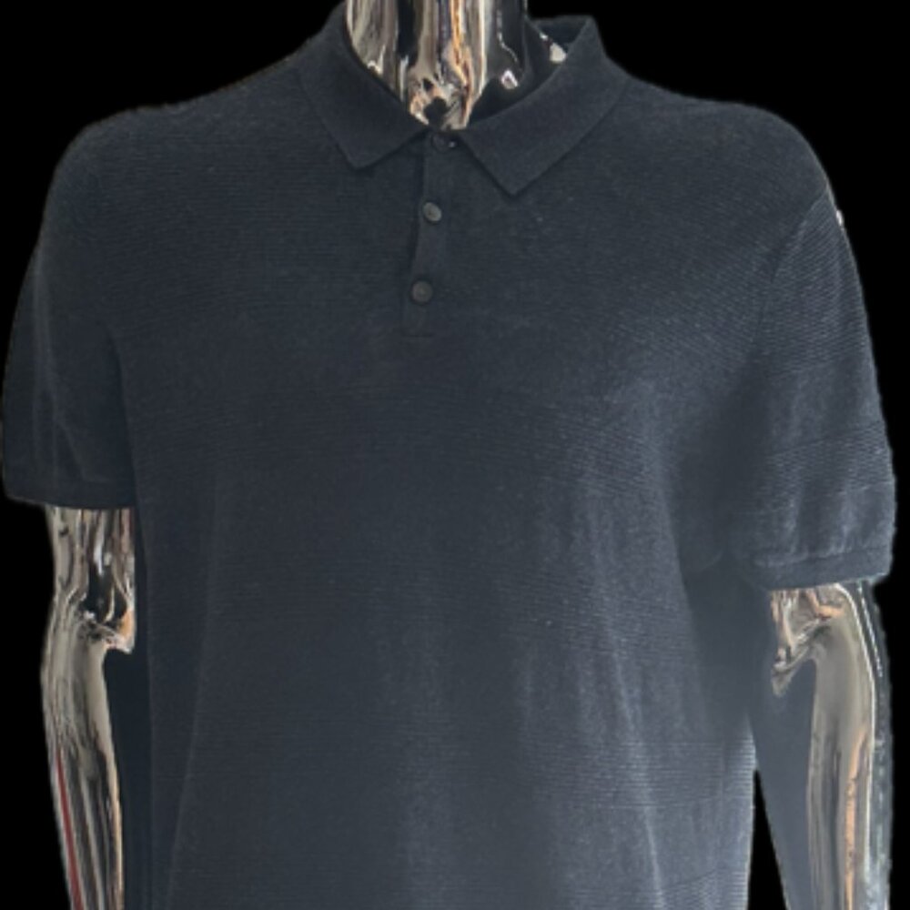 SORRY SOLD OUT• Banana Republic Slate Blue Silk-Linen Blend Polo - XL